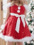 画像4: SALE!ファーショルダー/ スパンコール刺繍フレアサンタ【sugar nine サンタコス 5点セット】【S-XLサイズ/2カラー】[YMT] (4)