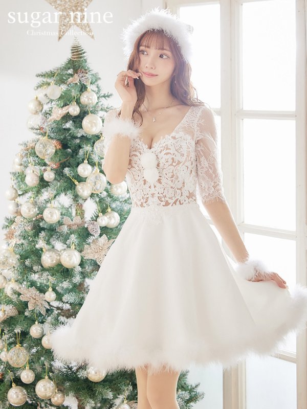 画像2: SALE!刺繍レースフレアサンタ【sugar nine サンタコス 4点セット】【S-Lサイズ/2カラー】[YMT] (2)