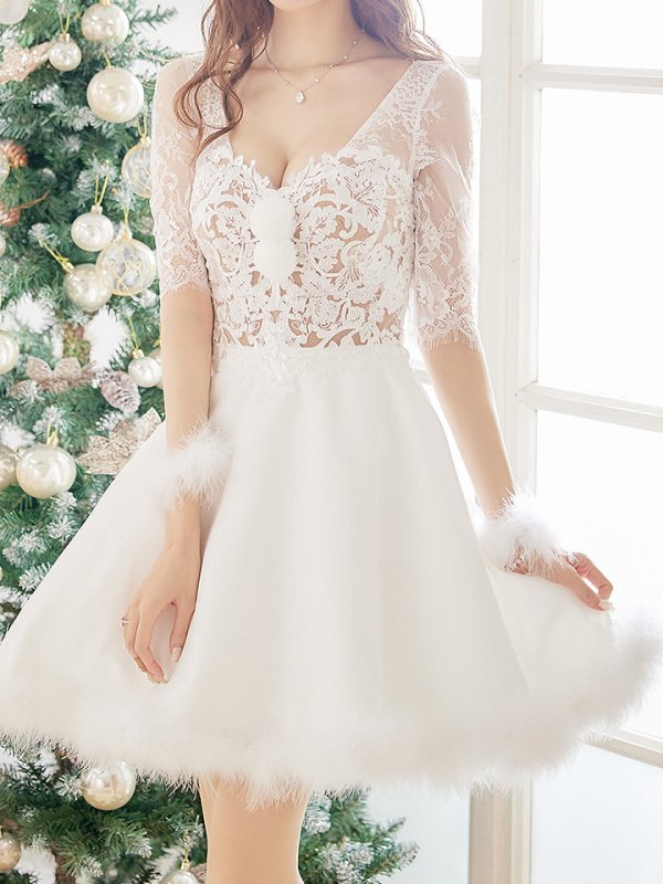 画像4: SALE!刺繍レースフレアサンタ【sugar nine サンタコス 4点セット】【S-Lサイズ/2カラー】[YMT] (4)