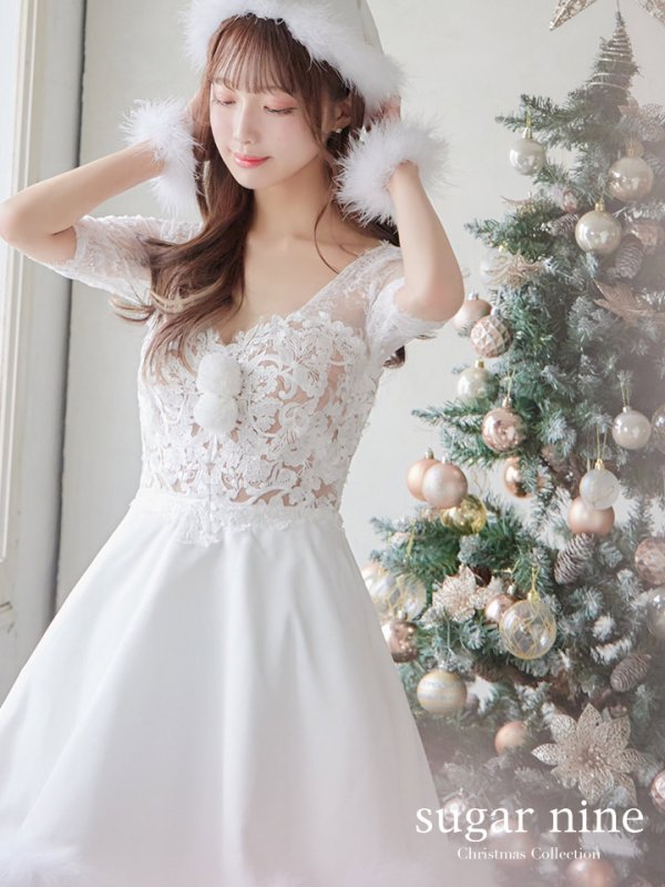 画像2: SALE!刺繍レースフレアサンタ【sugar nine サンタコス 4点セット】【S-Lサイズ/2カラー】[YMT] (2)