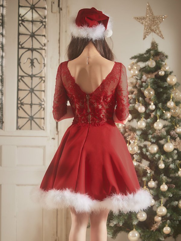 画像15: SALE!刺繍レースフレアサンタ【sugar nine サンタコス 4点セット】【S-Lサイズ/2カラー】[YMT] (15)