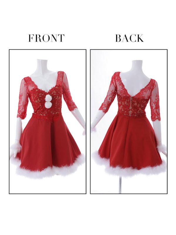 画像27: SALE!刺繍レースフレアサンタ【sugar nine サンタコス 4点セット】【S-Lサイズ/2カラー】[YMT] (27)