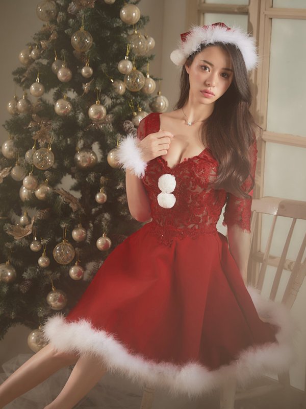 画像21: SALE!刺繍レースフレアサンタ【sugar nine サンタコス 4点セット】【S-Lサイズ/2カラー】[YMT] (21)