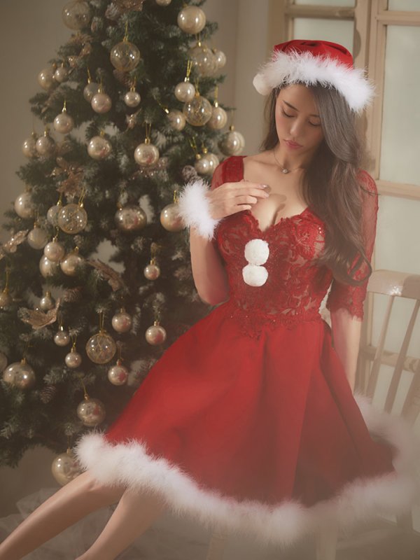 画像22: SALE!刺繍レースフレアサンタ【sugar nine サンタコス 4点セット】【S-Lサイズ/2カラー】[YMT] (22)