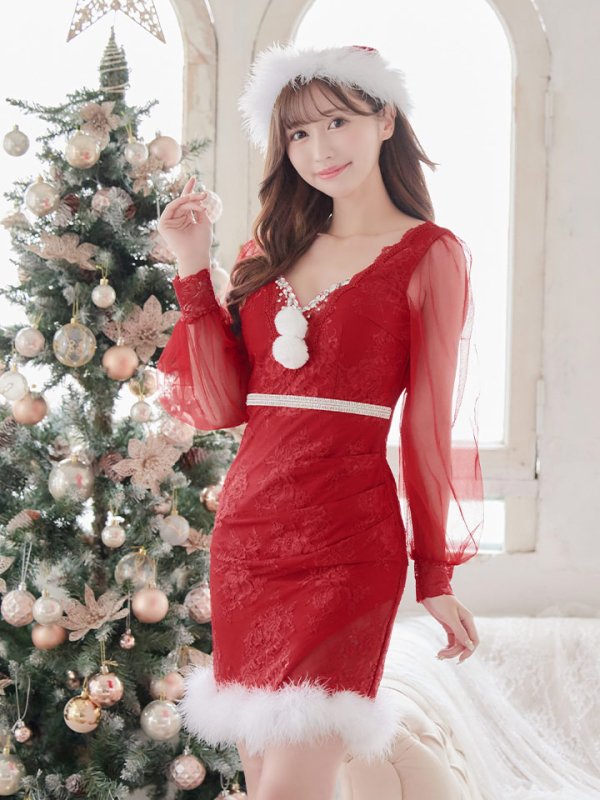 画像5: SALE!総レースチュールロングスリーブサンタ【sugar nine サンタコス 3点セット】【S-Lサイズ/1カラー】[OF04] (5)