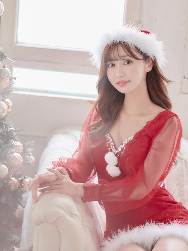 画像8: SALE!総レースチュールロングスリーブサンタ【sugar nine サンタコス 3点セット】【S-Lサイズ/1カラー】[OF04] (8)