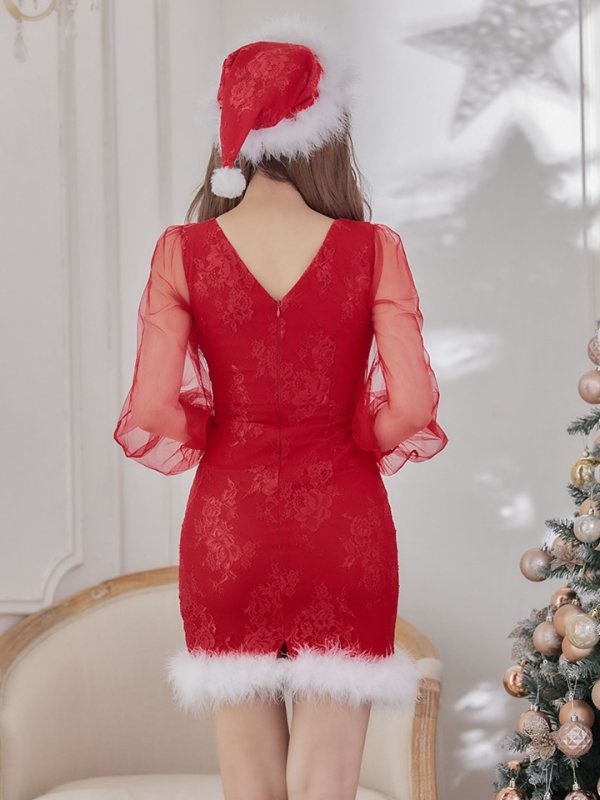 画像23: SALE!総レースチュールロングスリーブサンタ【sugar nine サンタコス 3点セット】【S-Lサイズ/1カラー】[YMT] (23)