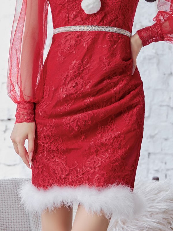 画像7: SALE!総レースチュールロングスリーブサンタ【sugar nine サンタコス 3点セット】【S-Lサイズ/1カラー】[YMT] (7)
