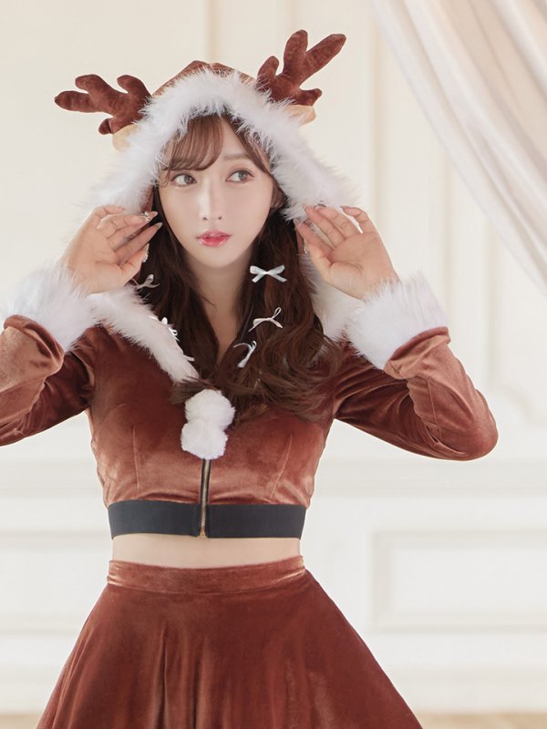 画像7: 【即日発送】フード/ トナカイ/  セットアップ/ フレアサンタ【sugar nine サンタコス 4点セット】【S-Lサイズ/1カラー】[OF04] (7)