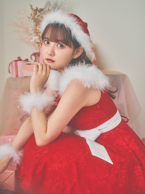 画像6: 【ノベルティ対象】【即日発送】総レース/ ファーショルダー/ ショートインロングフレアサンタ【sugar nine サンタコス 5点セット】【S-Lサイズ/2カラー】[YMT] (6)