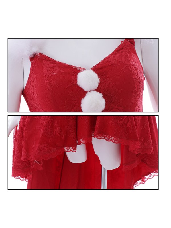 画像15: 【ノベルティ対象】【即日発送】総レース/ ファーショルダー/ ショートインロングフレアサンタ【sugar nine サンタコス 5点セット】【S-Lサイズ/2カラー】[YMT] (15)