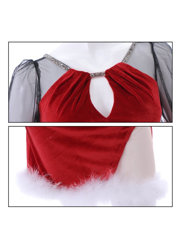 画像11: SALE!シアーチュール袖タイトドレスサンタ【sugar nine サンタコス 3点セット】【S-XLサイズ/2カラー】[YMT] (11)