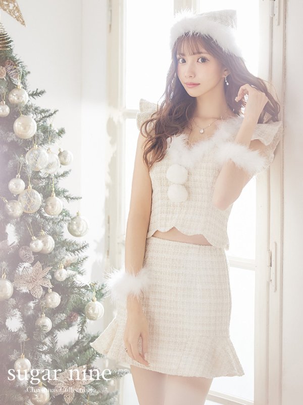 画像19: 【即日発送】ツイード/ セットアップ/ マーメイドフレアミニドレスサンタ【サンタコス 5点セット】【XS-Mサイズ/4カラー】[OF04] (19)