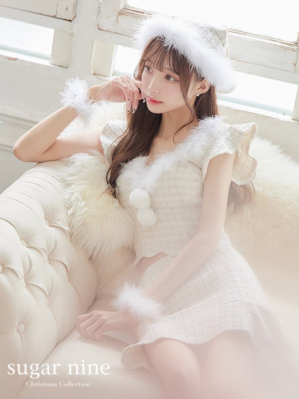 画像12: 【ノベルティ対象】【即日発送】ツイード/ セットアップ/ マーメイドフレアミニドレスサンタ【sugar nine サンタコス 5点セット】【XS-Mサイズ/4カラー】[YMT] (12)