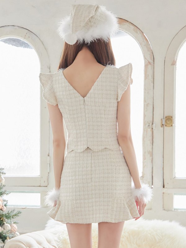 画像6: 【ノベルティ対象】【即日発送】ツイード/ セットアップ/ マーメイドフレアミニドレスサンタ【sugar nine サンタコス 5点セット】【XS-Mサイズ/4カラー】[YMT] (6)