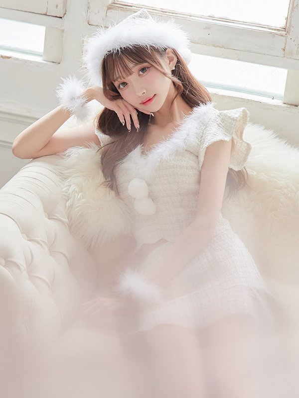 画像9: 【ノベルティ対象】【即日発送】ツイード/ セットアップ/ マーメイドフレアミニドレスサンタ【sugar nine サンタコス 5点セット】【XS-Mサイズ/4カラー】[YMT] (9)