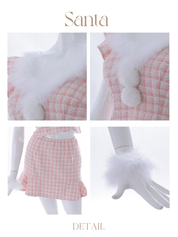 画像27: 【ノベルティ対象】【即日発送】ツイード/ セットアップ/ マーメイドフレアミニドレスサンタ【sugar nine サンタコス 5点セット】【XS-Mサイズ/4カラー】[YMT] (27)