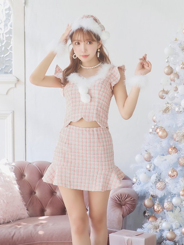 画像15: 【ノベルティ対象】【即日発送】ツイード/ セットアップ/ マーメイドフレアミニドレスサンタ【sugar nine サンタコス 5点セット】【XS-Mサイズ/4カラー】[YMT] (15)