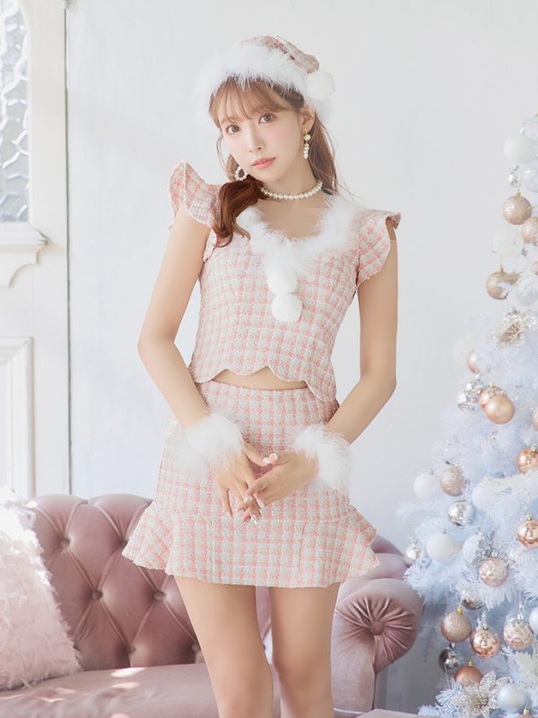 画像23: 【ノベルティ対象】【即日発送】ツイード/ セットアップ/ マーメイドフレアミニドレスサンタ【サンタコス 5点セット】【XS-Mサイズ/4カラー】[YMT] (23)