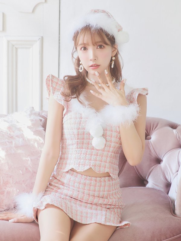 画像11: 【即日発送】ツイード/ セットアップ/ マーメイドフレアミニドレスサンタ【サンタコス 5点セット】【XS-Mサイズ/4カラー】[OF04] (11)