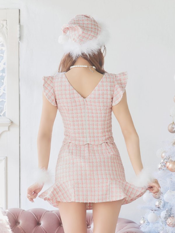 画像15: 【ノベルティ対象】【即日発送】ツイード/ セットアップ/ マーメイドフレアミニドレスサンタ【サンタコス 5点セット】【XS-Mサイズ/4カラー】[[YMT] (15)