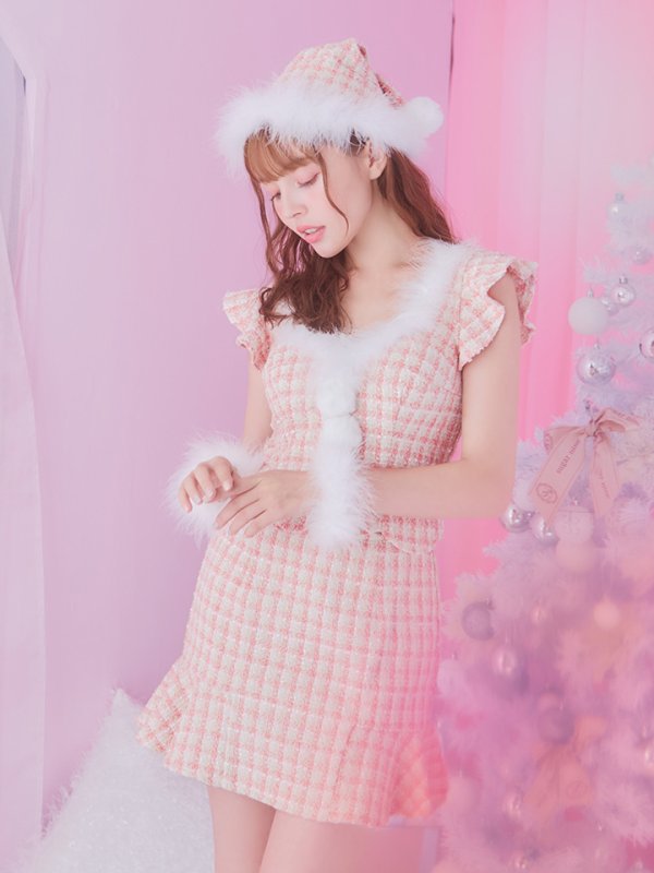 画像4: 【サンタSALE!!】【即日発送】ツイード/ セットアップ/ マーメイドフレアミニドレスサンタ【sugar nine サンタコス 5点セット】【XS-Mサイズ/4カラー】[OF04] (4)