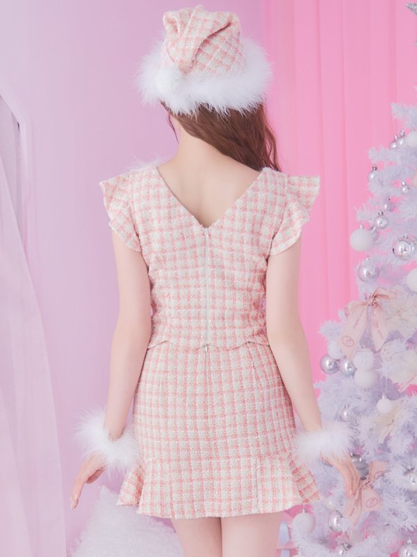 画像5: 【サンタSALE!!】【即日発送】ツイード/ セットアップ/ マーメイドフレアミニドレスサンタ【sugar nine サンタコス 5点セット】【XS-Mサイズ/4カラー】[OF04] (5)