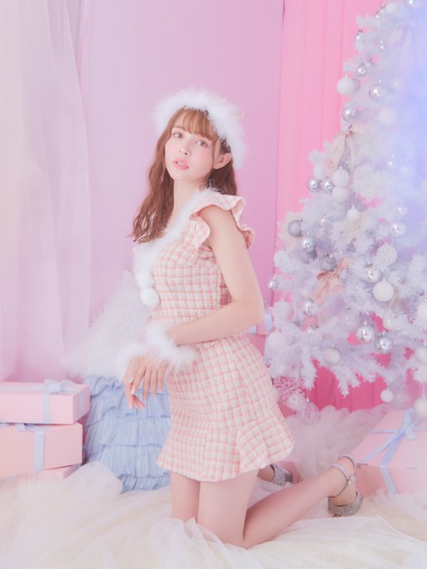 画像9: 【サンタSALE!!】【即日発送】ツイード/ セットアップ/ マーメイドフレアミニドレスサンタ【sugar nine サンタコス 5点セット】【XS-Mサイズ/4カラー】[OF04] (9)