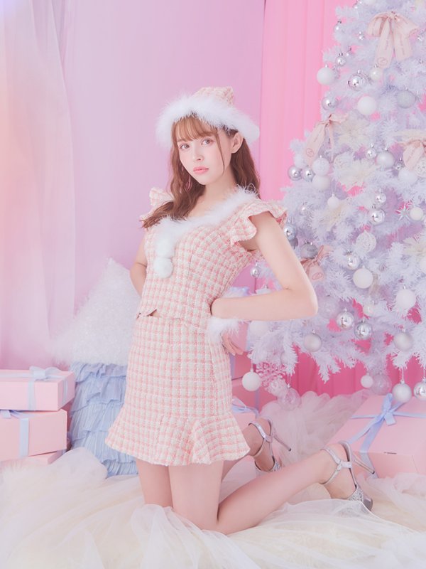 画像10: 【サンタSALE!!】【即日発送】ツイード/ セットアップ/ マーメイドフレアミニドレスサンタ【sugar nine サンタコス 5点セット】【XS-Mサイズ/4カラー】[OF04] (10)