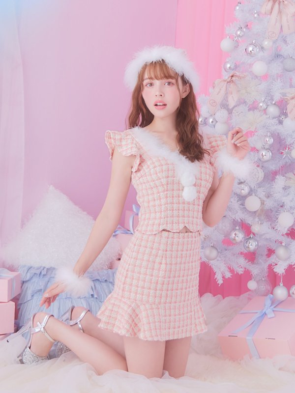 画像13: 【サンタSALE!!】【即日発送】ツイード/ セットアップ/ マーメイドフレアミニドレスサンタ【sugar nine サンタコス 5点セット】【XS-Mサイズ/4カラー】[OF04] (13)