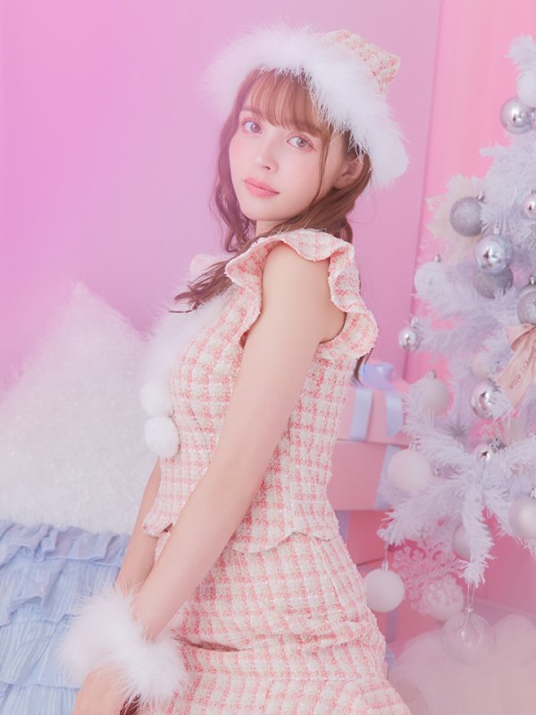 画像14: 【サンタSALE!!】【即日発送】ツイード/ セットアップ/ マーメイドフレアミニドレスサンタ【sugar nine サンタコス 5点セット】【XS-Mサイズ/4カラー】[OF04] (14)