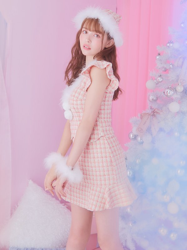 画像17: 【サンタSALE!!】【即日発送】ツイード/ セットアップ/ マーメイドフレアミニドレスサンタ【sugar nine サンタコス 5点セット】【XS-Mサイズ/4カラー】[OF04] (17)