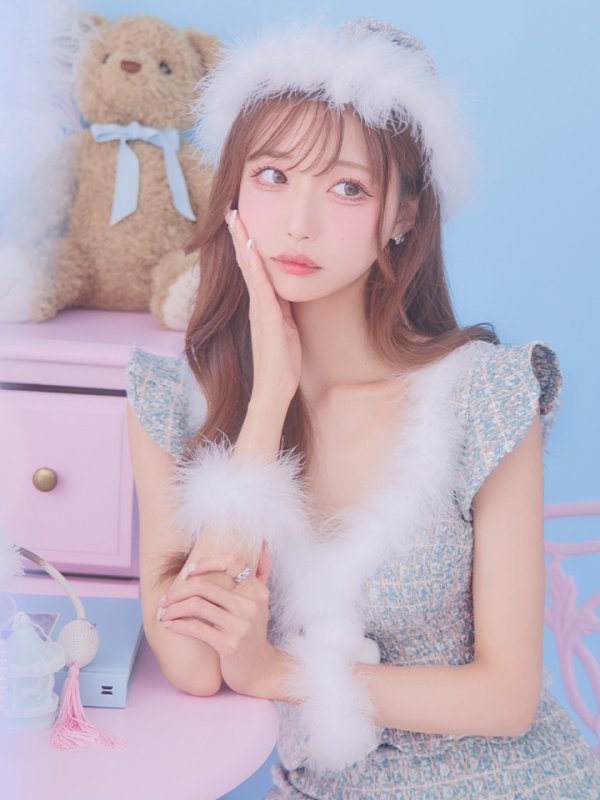 画像7: 【ノベルティ対象】【即日発送】ツイード/ セットアップ/ マーメイドフレアミニドレスサンタ【サンタコス 5点セット】【XS-Mサイズ/4カラー】[YMT] (7)