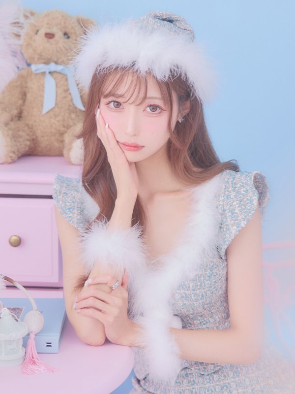 画像10: 【ノベルティ対象】【即日発送】ツイード/ セットアップ/ マーメイドフレアミニドレスサンタ【サンタコス 5点セット】【XS-Mサイズ/4カラー】[YMT] (10)