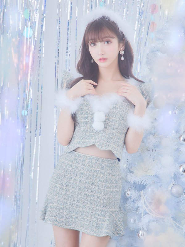 画像18: 【ノベルティ対象】【即日発送】ツイード/ セットアップ/ マーメイドフレアミニドレスサンタ【サンタコス 5点セット】【XS-Mサイズ/4カラー】[YMT] (18)