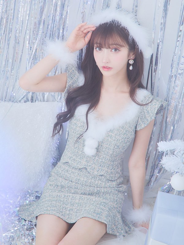 画像18: 【ノベルティ対象】【即日発送】ツイード/ セットアップ/ マーメイドフレアミニドレスサンタ【sugar nine サンタコス 5点セット】【XS-Mサイズ/4カラー】[YMT] (18)