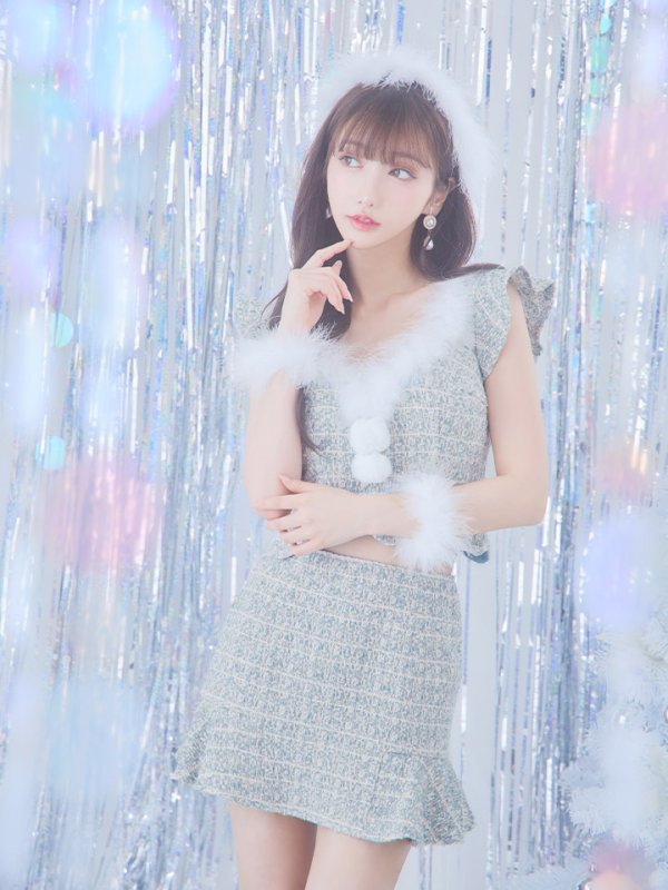 画像8: 【ノベルティ対象】【即日発送】ツイード/ セットアップ/ マーメイドフレアミニドレスサンタ【サンタコス 5点セット】【XS-Mサイズ/4カラー】[YMT] (8)