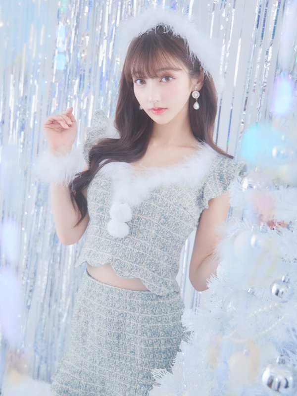 画像11: 【ノベルティ対象】【即日発送】ツイード/ セットアップ/ マーメイドフレアミニドレスサンタ【サンタコス 5点セット】【XS-Mサイズ/4カラー】[YMT] (11)