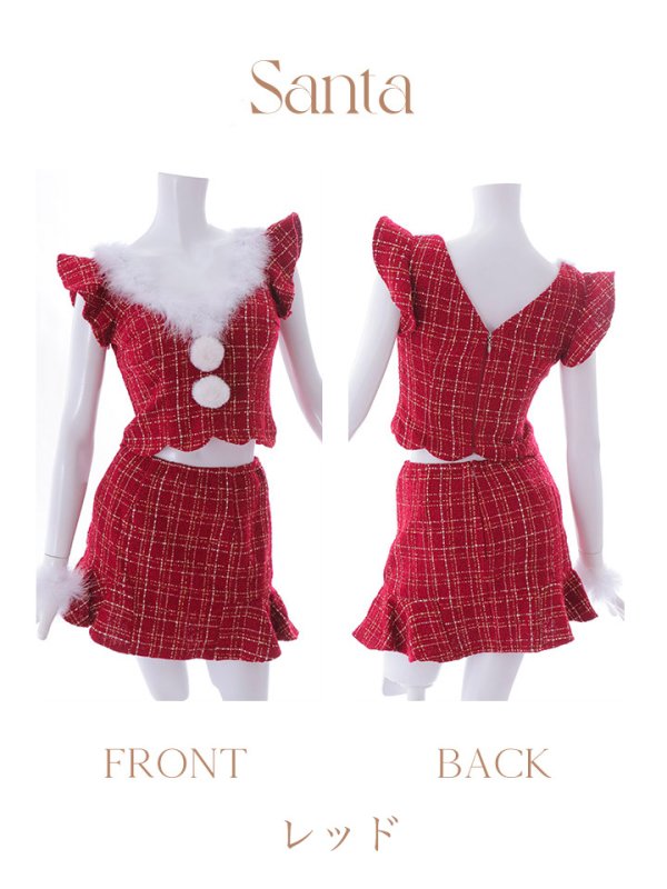 画像41: 【即日発送】【サンタコス4点セット】【S-Lサイズ/1カラー】フレアツイードサンタ[YMT] (41)