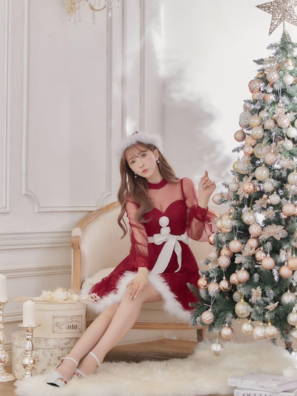 画像7: 【即日発送！】総レースチュールロングスリーブハイネックサンタ【sugar nine サンタコス 4点セット】【XS-XLサイズ/1カラー】[YMT] (7)