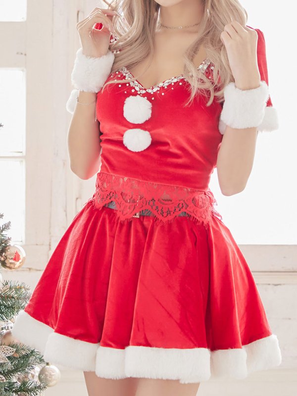 画像4: SALE!バックリボンセットアップミニ丈フレアサンタ【sugar nine サンタコス 6点セット】【XS-Mサイズ/1カラー】[OF04] (4)