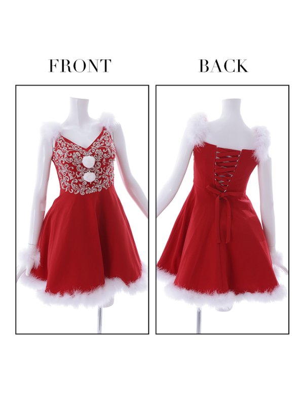 画像10: SALE!高級ライン☆ゴージャスビジュー刺繍フレアサンタ【sugar nine サンタコス 4点セット】【S-Mサイズ/1カラー】[OF04] (10)