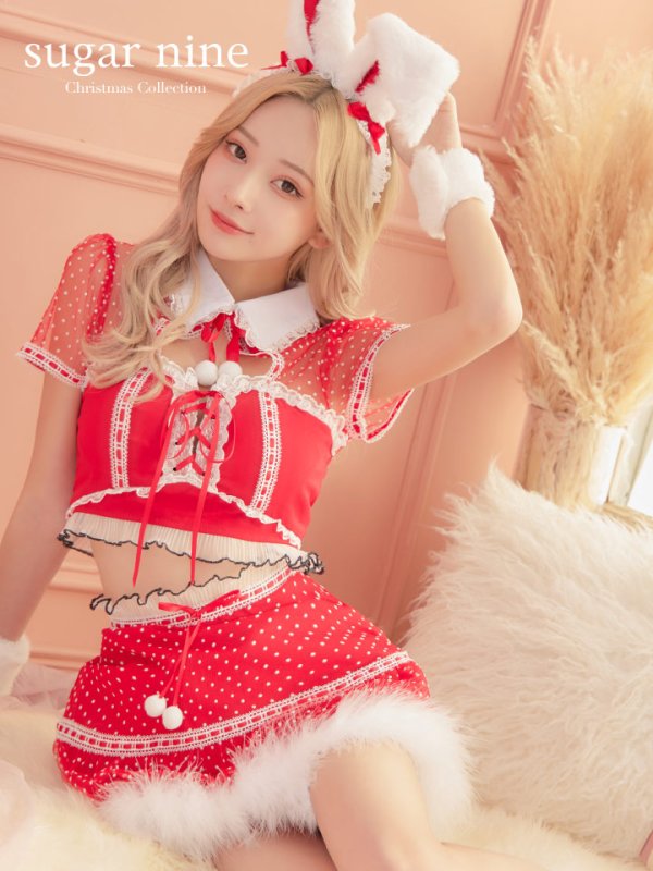 画像2: SALE!ドットチュール/ バニー/ セットアップサンタ（SS088YN-Socks）【sugar nine サンタコス 5点セット】【XS-Lサイズ/1カラー】[OF04] (2)