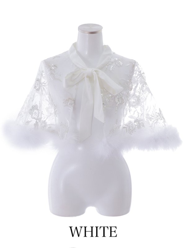 画像10: 花柄刺繍スパンコールシースルーファーポンチョ【sugar nine サンタコス】【3カラー】[YMT] (10)