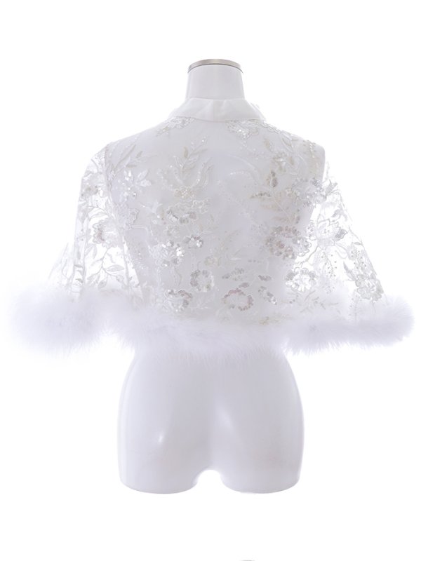 画像11: 花柄刺繍スパンコールシースルーファーポンチョ【sugar nine サンタコス】【3カラー】[YMT] (11)