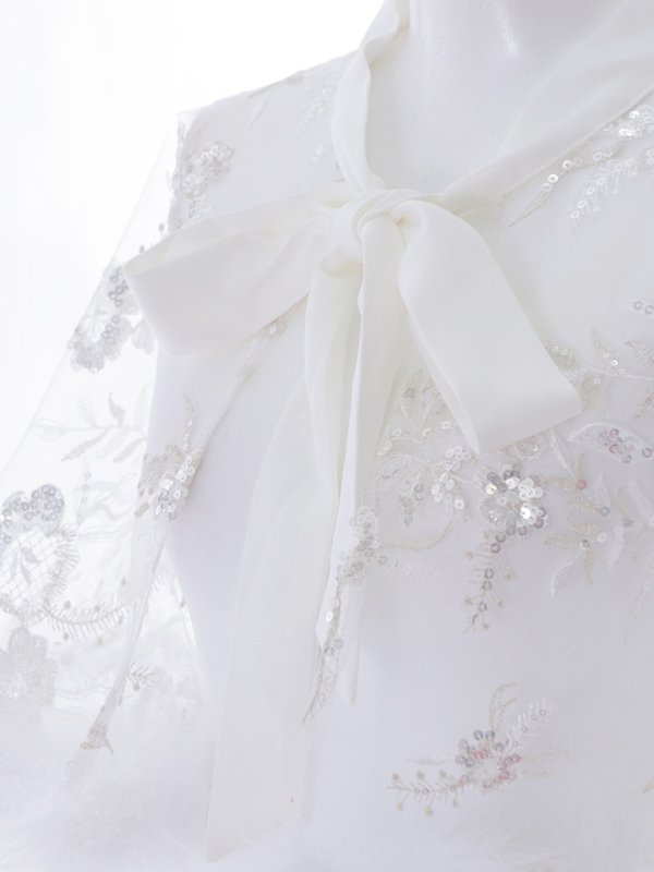 画像12: 花柄刺繍スパンコールシースルーファーポンチョ【sugar nine サンタコス】【3カラー】[YMT] (12)