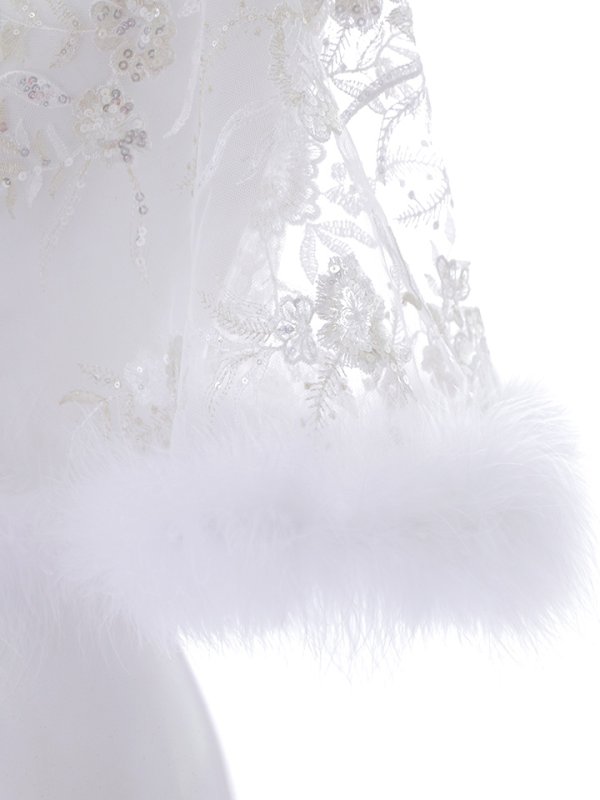 画像13: 花柄刺繍スパンコールシースルーファーポンチョ【sugar nine サンタコス】【3カラー】[YMT] (13)