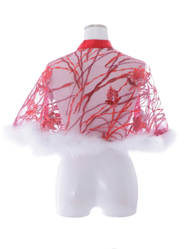 画像3: 花柄刺繍スパンコールシースルーファーポンチョ【sugar nine サンタコス】【3カラー】[YMT] (3)