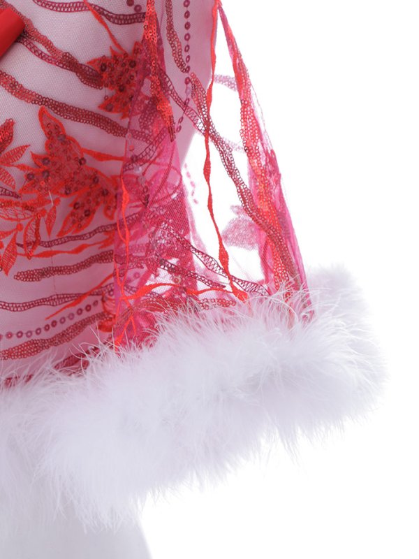 画像5: 花柄刺繍スパンコールシースルーファーポンチョ【sugar nine サンタコス】【3カラー】[YMT] (5)