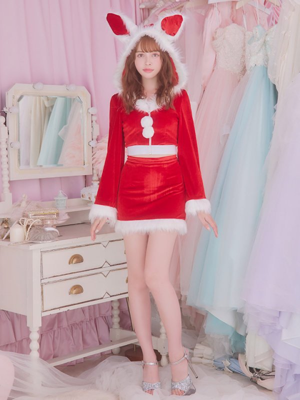 画像5: 【即日発送！】【サンタコス 4点セット】【S-Lサイズ/3カラー】セットアップバニーサンタコスプレ[YMT] (5)